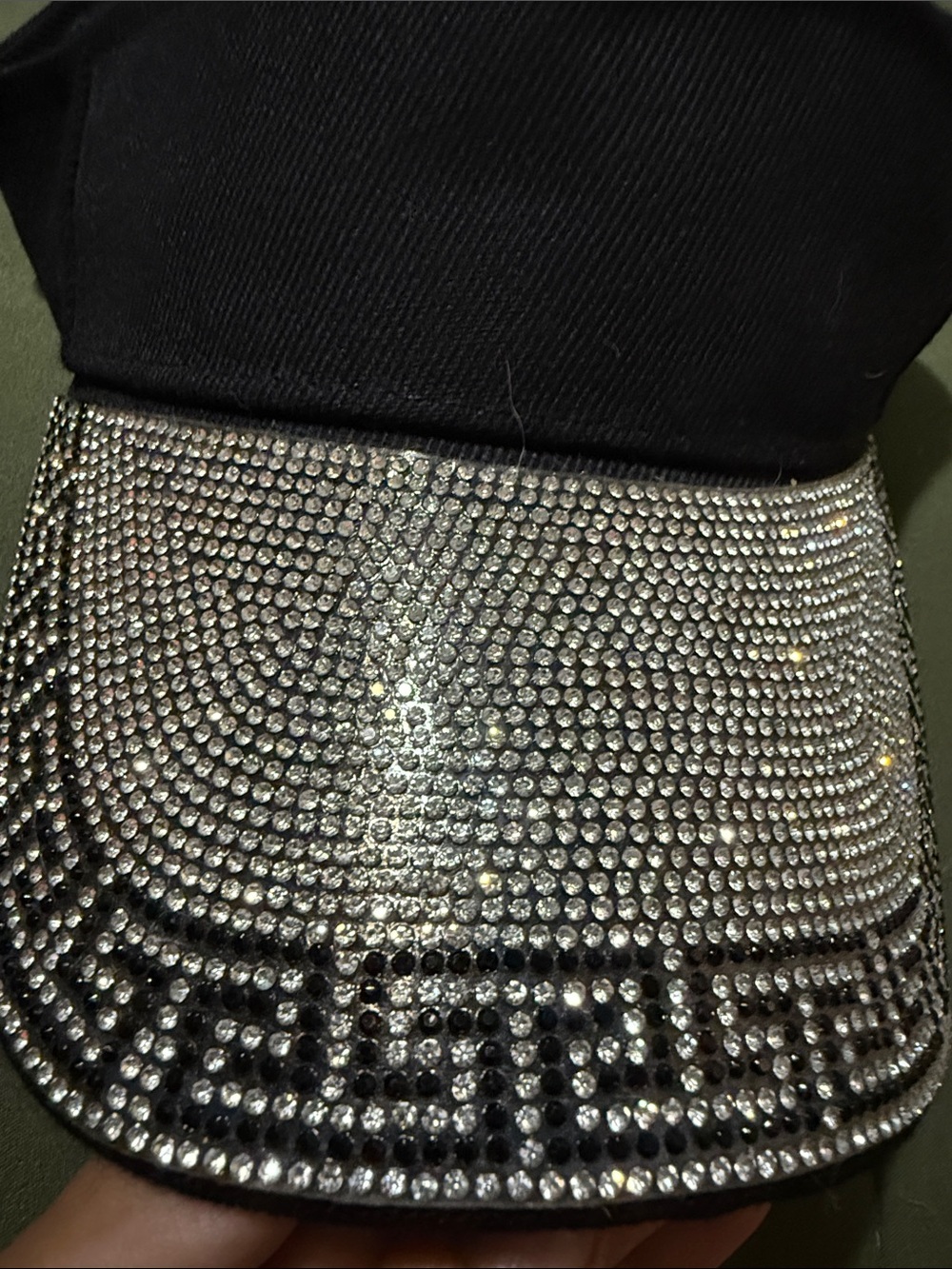 Black Crystal-Embellished Visor Hat - Picture 3 of 3